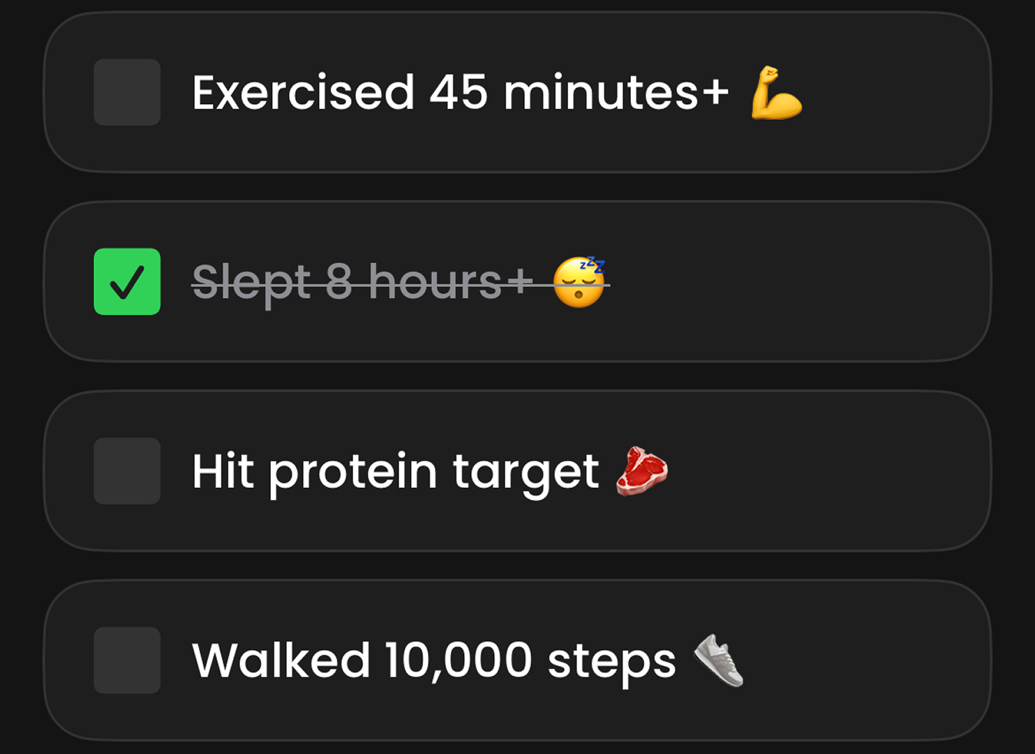 Stay on top of your fitness journey with a custom check list